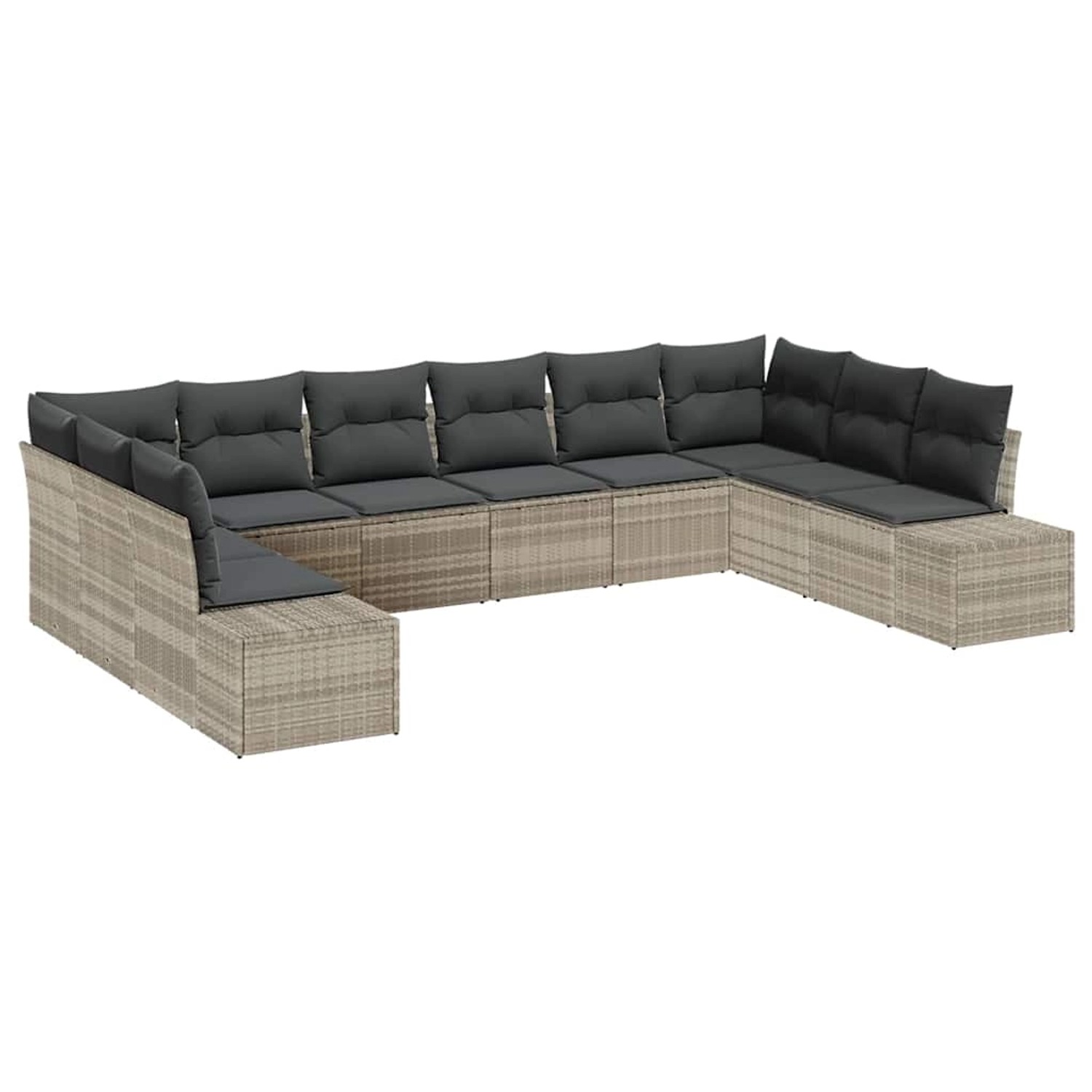 vidaXL Garten-Sofa-Set mit Kissen 10-Tlg Hellgrau Poly Rattan 3347242 günstig online kaufen