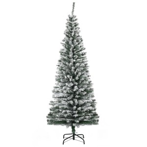 Schlanker, schneebedeckter Furnicato Kunst-Weihnachtsbaum, 180 cm hoch, mit 492 Spitzen.