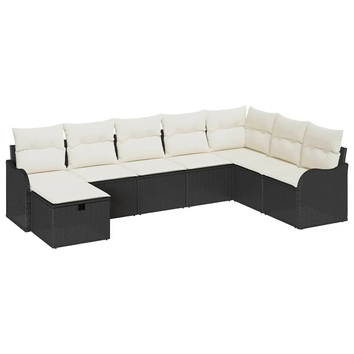vidaXL Sofa Set mit Kissen 8-Tlg Schwarz und Creme Poly-Rattan 3359026 günstig online kaufen