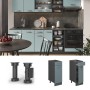 Vicco Küchenunterschrank R-Line, blau-grau/anthrazit, 30 cm breit, mit Arbeitsplatte.