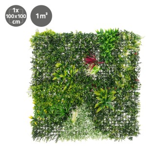 ECD Germany Kunstpflanzen Wandpaneel Tropical Glow, 100x100 cm, grüne Deko für Wand.