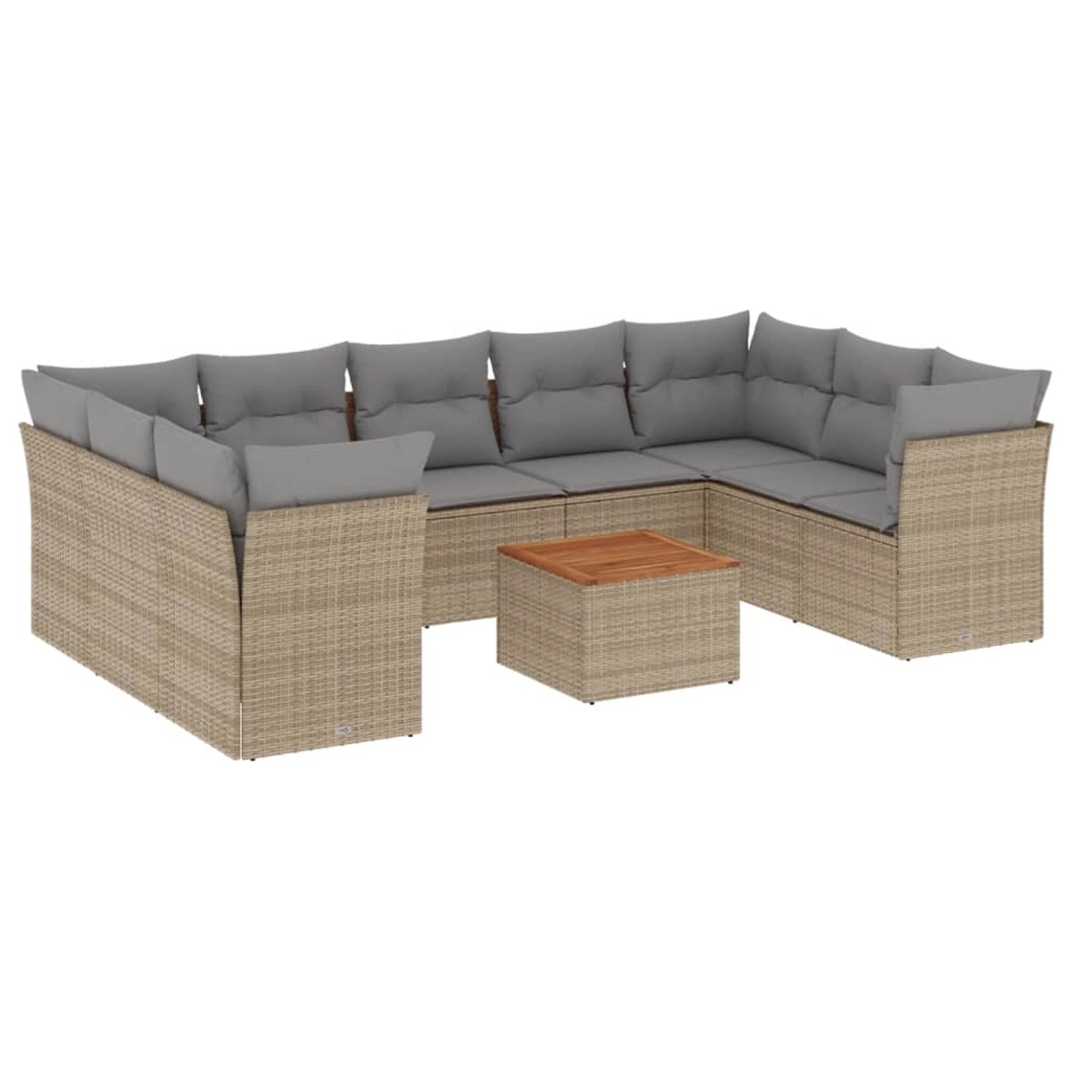 vidaXL 10-Tlg Garten-Sofagarnitur mit Kissen Beige Poly Rattan 3256136 günstig online kaufen