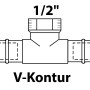 Kirchhoff RG-T-Stück, 18 mm Muffen, blank, mit 1/2 IG Abgang – Pressfitting für Sanitär- und Heizungsinstallation.