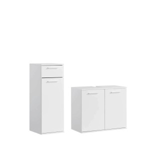 Mokebo Badmöbel-Set „Der Steuermann“: 2-teiliges, weißes Badezimmermöbel-Set mit Stauraum.