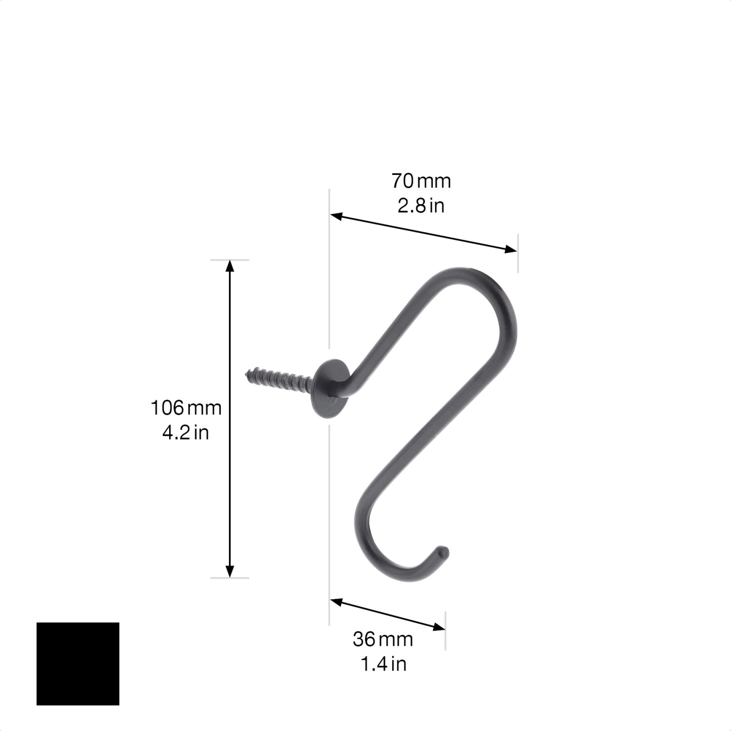 Schwarzer Wagner Wandhaken Hooks4home Retro aus Stahl, 105x70x35 mm.