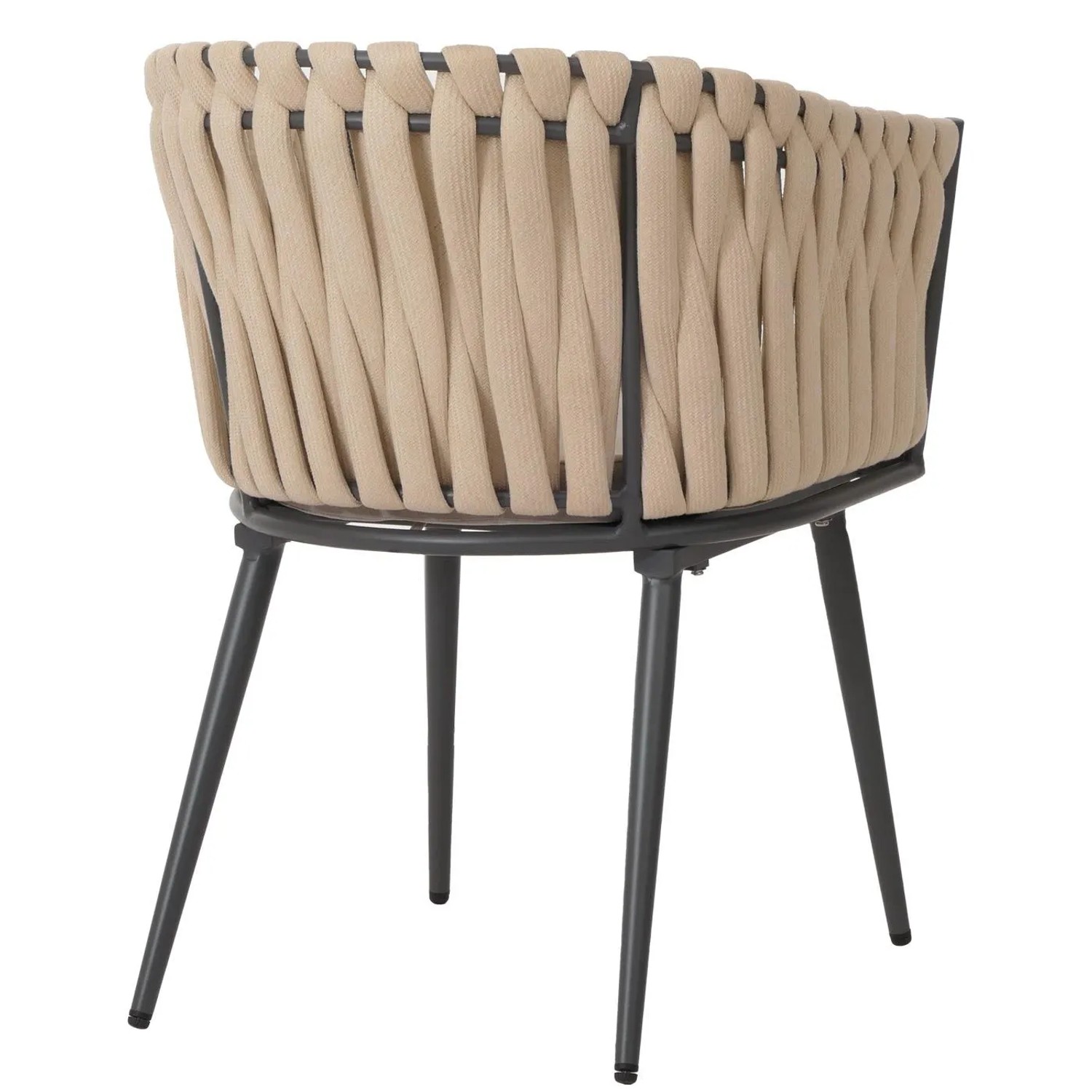 Proregal 2er-Set Aluminium-Gartenstuhl HxBxT 82x61x57 cm Sitzhöhe 50cm Olefin Seilgeflecht Rope Creme Kissen Hellbraun Outdoor Stuhl Armlehne_7