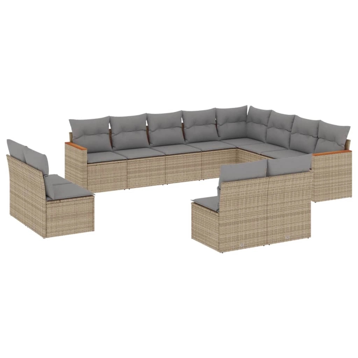 vidaXL 12-Tlg Garten-Sofagarnitur mit Kissen Beige Poly Rattan 3226472 günstig online kaufen