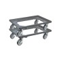 PROREGAL SparSet: 2 graue Transportroller für Euroboxen (60x40 cm) mit Gummirädern. Traglast 300 kg.