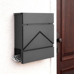 Relaxdays Wandbriefkasten Metall Anthrazit mit Zeitungsfach Abschließbar 37 cm x 37 cm x 11 cm 3,5 kg