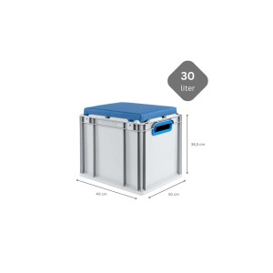 Eurobox NextGen Seat Box, blau, 30 Liter. Aufbewahrungsbox mit Deckel und Sitzkissen.