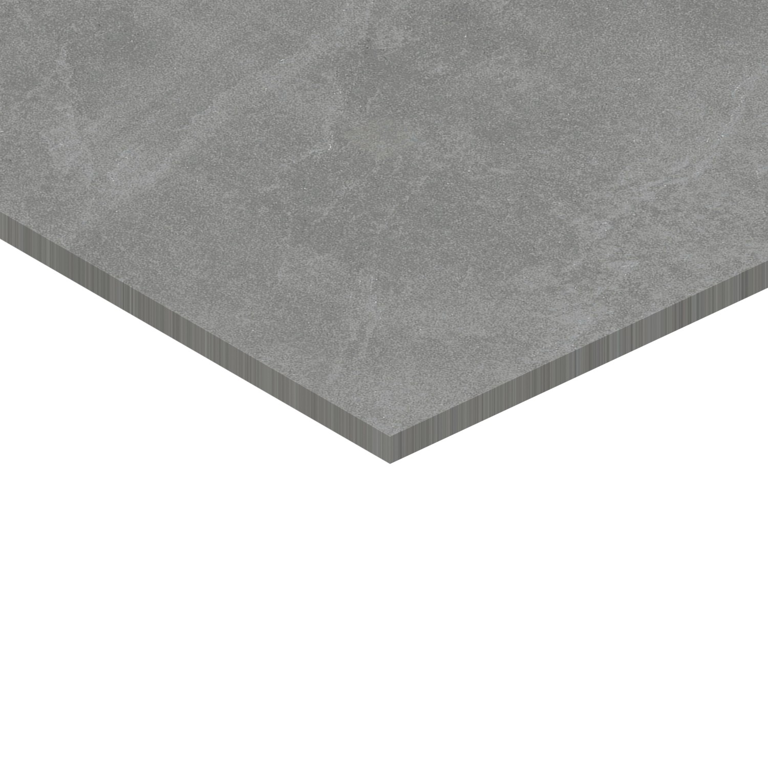 Graue Feinsteinzeug Terrassenplatte Station Iron, 60x60 cm, Rutschhemmung R11.