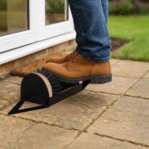 Relaxdays Schuhabstreifer Holz Schwarz Rutschfest 11,5 cm x 23 cm x 15,5 cm