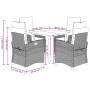 vidaXL 5-tlg. Garten-Essgruppe mit beigemischtem Poly Rattan und Kissen, Abmessungen sichtbar.