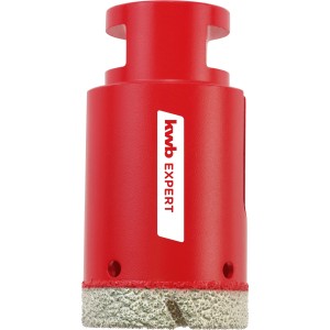 Roter kwb Fliesenbohrer M14, 35 mm Durchmesser, für Winkelschleifer. Diamantbestückter Trockenschnittbohrer.