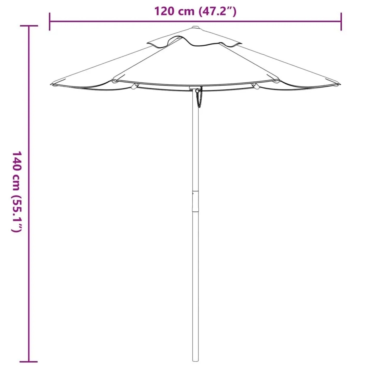 vidaXL Sonnenschirm für Kinder, Ø120x140 cm, mit Holzmast. Markise für Garten, Terrasse oder Pool.