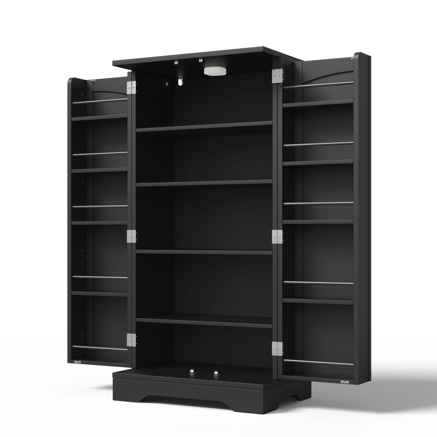 okwish Küchenschrank mit LED Sensorlicht Verstellbare Regalböden 120x60x40cm Schwarz