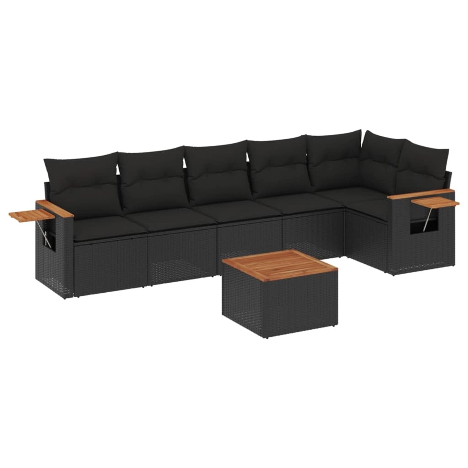 vidaXL 7-Tlg Garten-Sofagarnitur mit Kissen Schwarz Poly Rattan 3226832 günstig online kaufen
