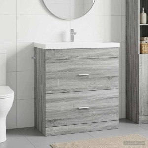vidaXL Badunterschrank Grau Sonoma 78,5 x 37,5 x 81 cm Holzwerkstoff 890717