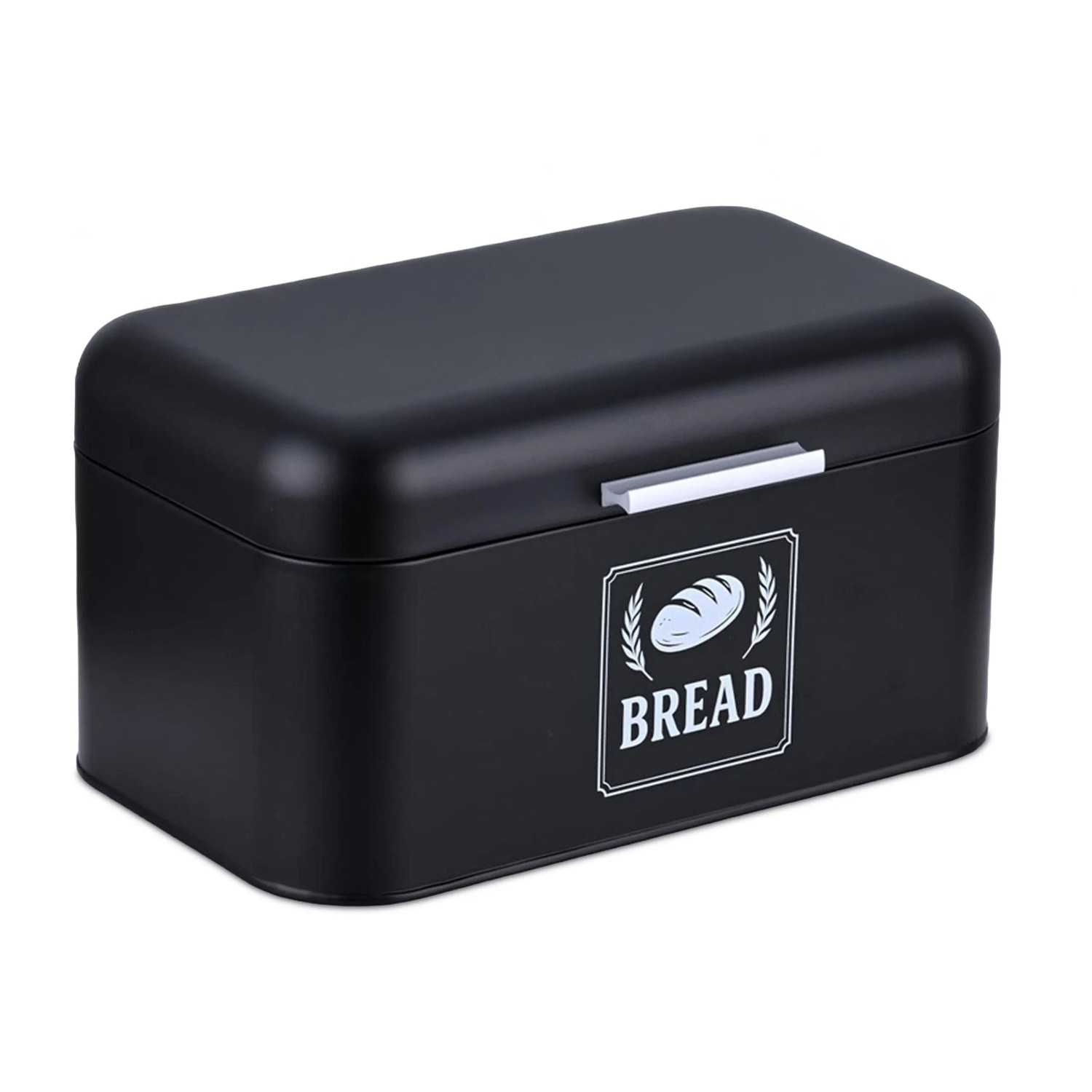 Relaxdays Brotkasten Eisen Schwarz mit Deckel und Griff 16,5 cm x 30 cm x 19 cm 1 kg