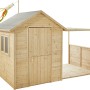 Soulet Kinderspielhaus Eugenie mit Terrasse und Windspiel, aus Holz.