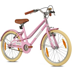 PROMETHEUS BIKES Kinderfahrrad 20 Zoll ab 6 und 7 Jahre Retro Look mit Felgenbremse & Ständer Rosa