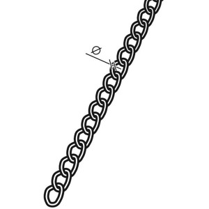 Gedrehte Conacord Panzerkette aus Stahl, 1,5 mm x 5 mm, Nickel, als Meterware.