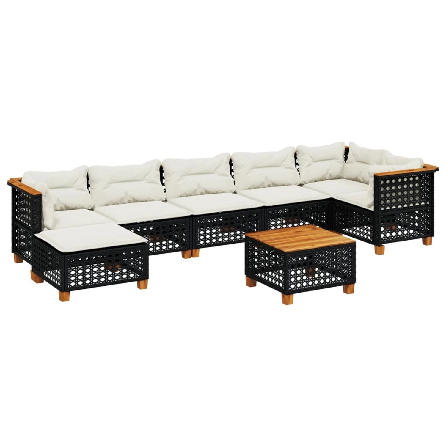 vidaXL 8-Tlg Garten-Sofagarnitur mit Kissen Schwarz Poly Rattan 3261932 günstig online kaufen