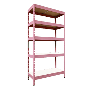 Ar Shelving Schwerlast-Steckregal Rivet M, 180x90x40 cm, 5 Böden, rosa. Metallregal mit HDF-Böden.