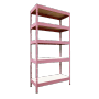 Ar Shelving Schwerlast-Steckregal Rivet M, 180x90x40 cm, 5 Böden, rosa. Metallregal mit HDF-Böden.