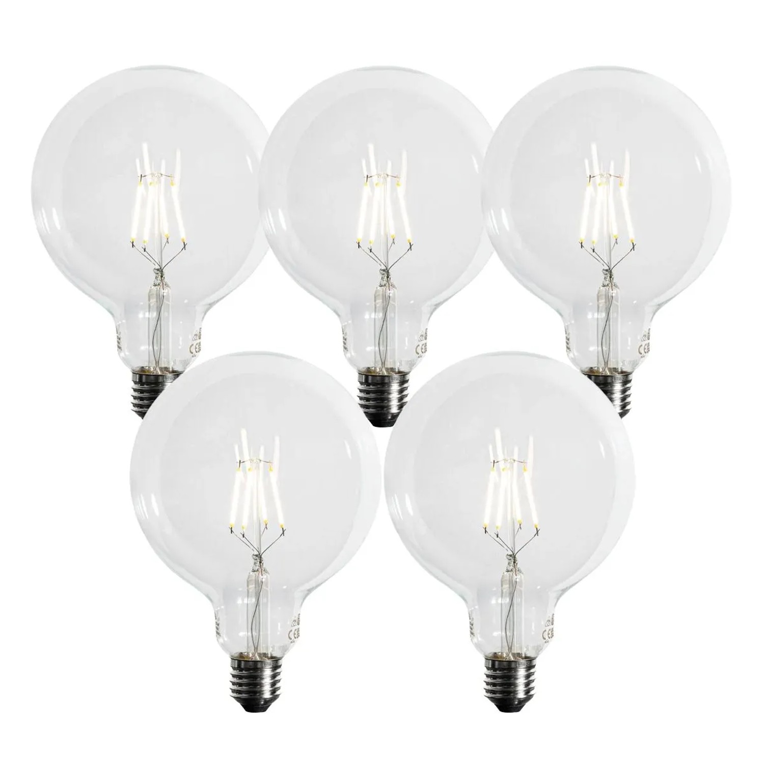 LUEDD 5er Set E27 3 Stufen Dimmbare LED Spiralfilament G125 4W 450,m 3000K