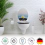 Sanfino WC-Sitz Flower & Stone: Toilettendeckel aus Holz mit Absenkautomatik und Blumen-Stein-Motiv.