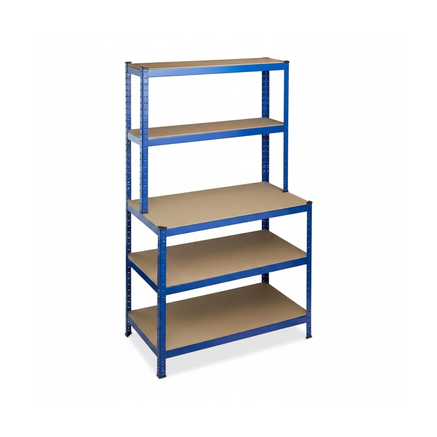 Relaxdays Schwerlastregal mit Werkbank Metall Blau Höhenverstellbar 180 cm x 100 cm x 60 cm 25,8 kg