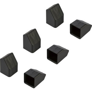 Schwarze Fußkappen (6 Stk.) 28x28 mm für Campingliege Gaona, aus Kunststoff.