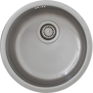 Respekta Einbauspüle Portland, runde Edelstahlspüle mit Abflussgarnitur, Ø 44,6 cm.