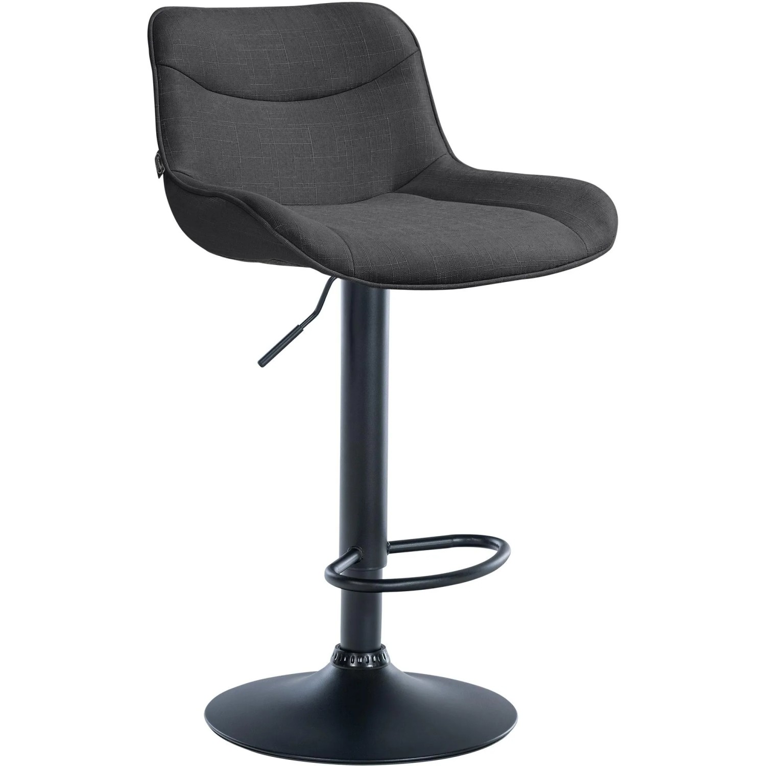 DELUKE Barhocker RAGAD Stoff Dunkelgrau 49x51x85cm Schwarz Barstuhl Höhenverstellbar Mit Lehne Drehbar Tresenhocker Tresenstuhl