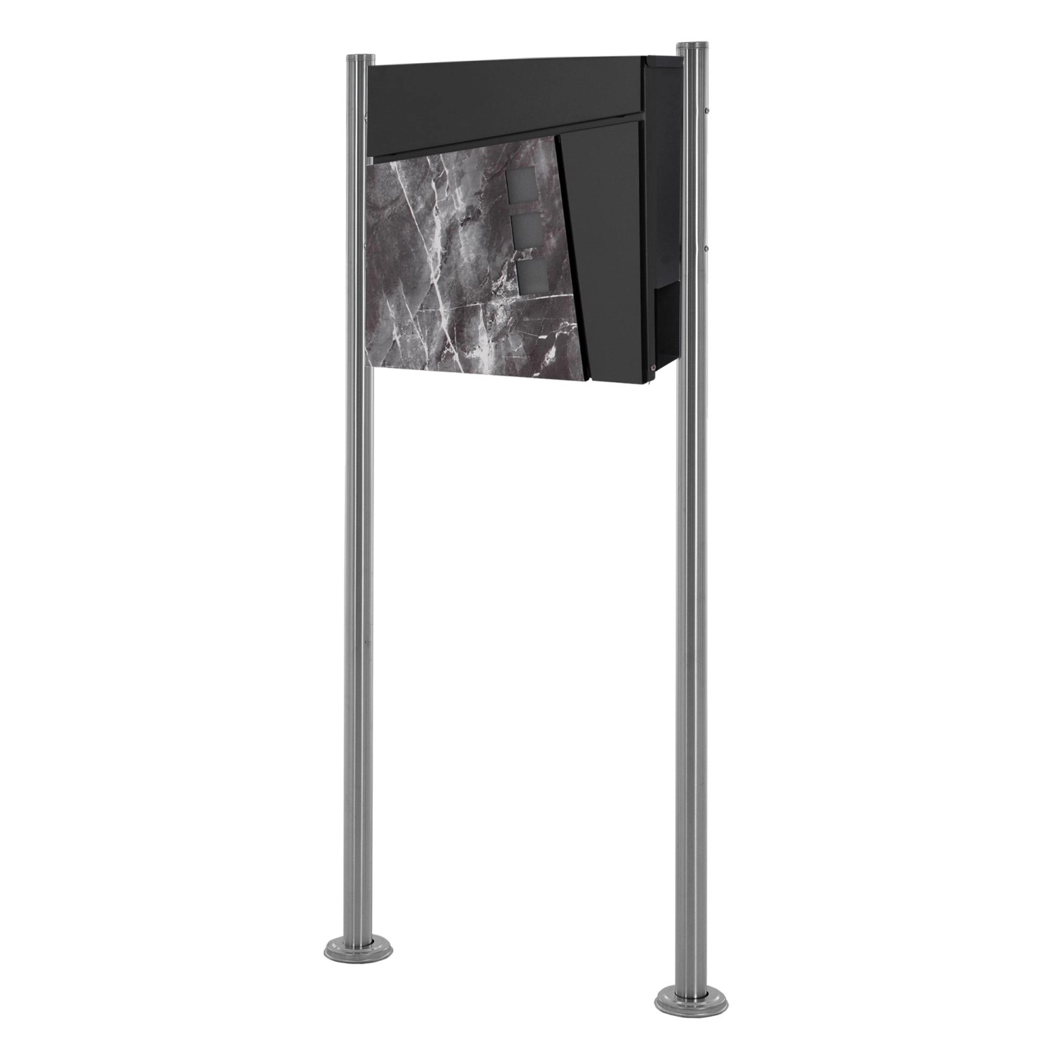 ML-Design Standbriefkasten mit Zeitungsfach und Pfosten Silber Metallic günstig online kaufen