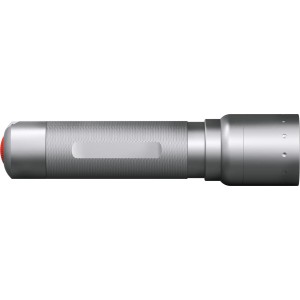 Solidline Pro 300 Taschenlampe, dimmbar, silbernes Aluminiumgehäuse.