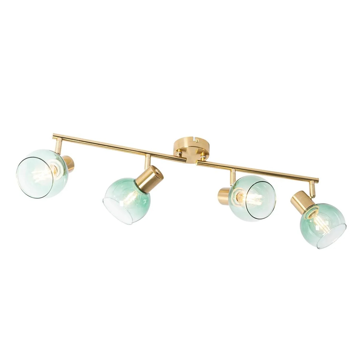 QAZQA Art Deco Spot Gold mit Grünem Glas 4 Flammig Vidro