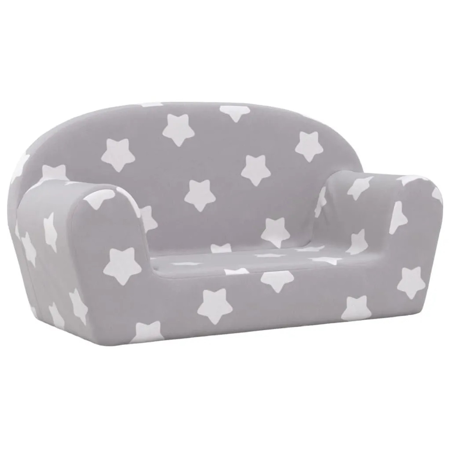 vidaXL Kindersofa 2-Sitzer Hellgrau mit Sternen Weich Plüsch 356986