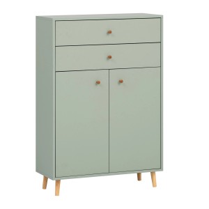 Schildmeyer Highboard Bjarne in Pistazie mit 2 Türen und 2 Schubladen, Eichenholzfüße.