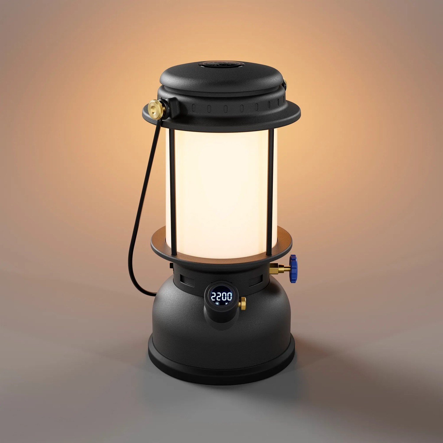Schwarze Petromax LED-Laterne PX-LM500 für Camping mit 160h Leuchtdauer.
