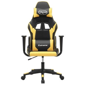 vidaXL Gaming-Stuhl mit Massagefunktion Schwarz & Golden Kunstleder 345447