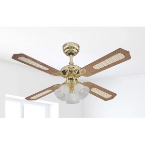 WESTINGHOUSE Deckenventilator Princess Trio, 105 cm, Messing poliert, mit Beleuchtung und Zugketten.