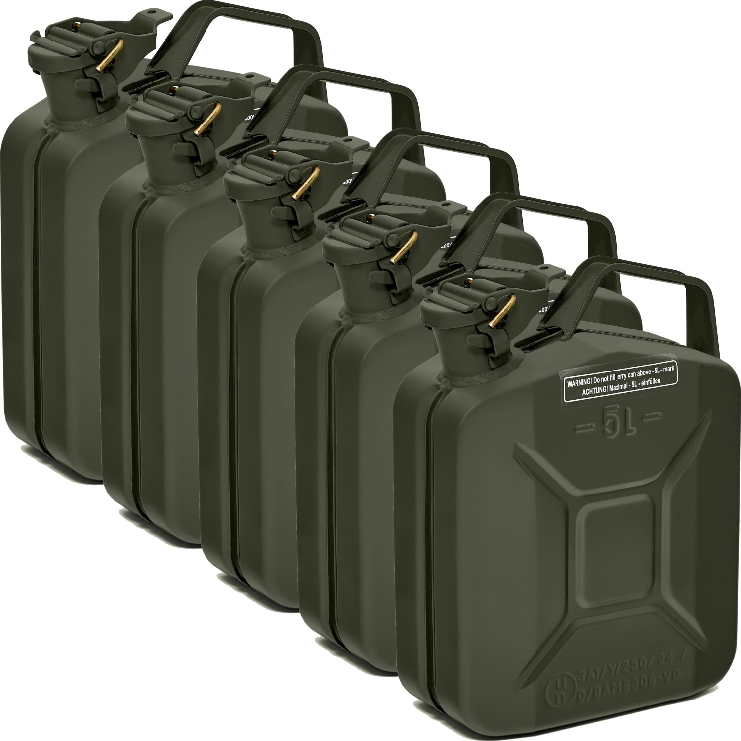 BW Kraftstoffkanister Metall Benzinkanister 5x 5 Liter Bronzegrün RAL 6031-F9 TÜV-geprüft und UN-Zulassung Made in Europ...