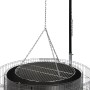 Bellissa Gabionen Grill- und Feuerstelle mit schwenkbarem Grillrost und Kettenaufhängung.