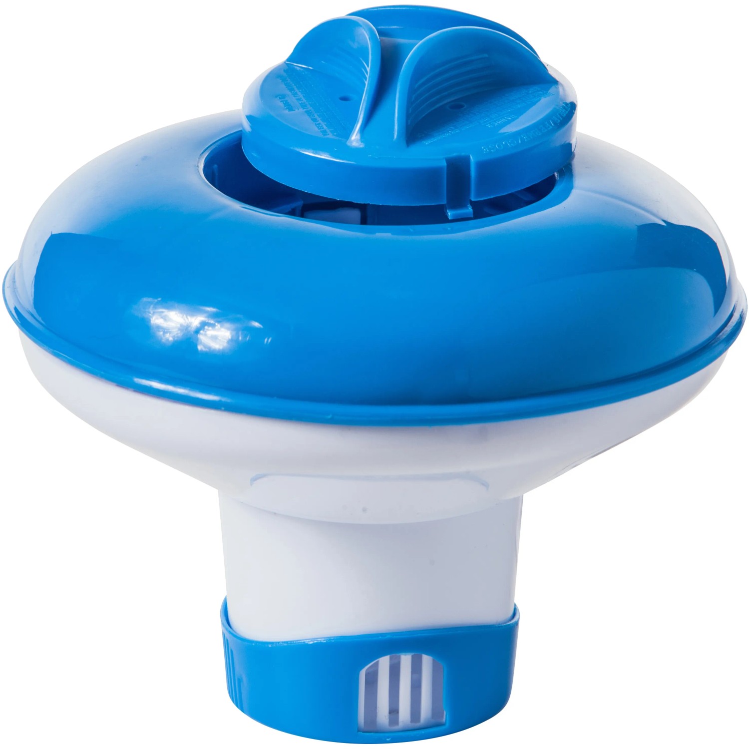 Summer Fun Chlordosierschwimmer für 20g Tabletten, blau-weißer Dosierer für Poolpflege.