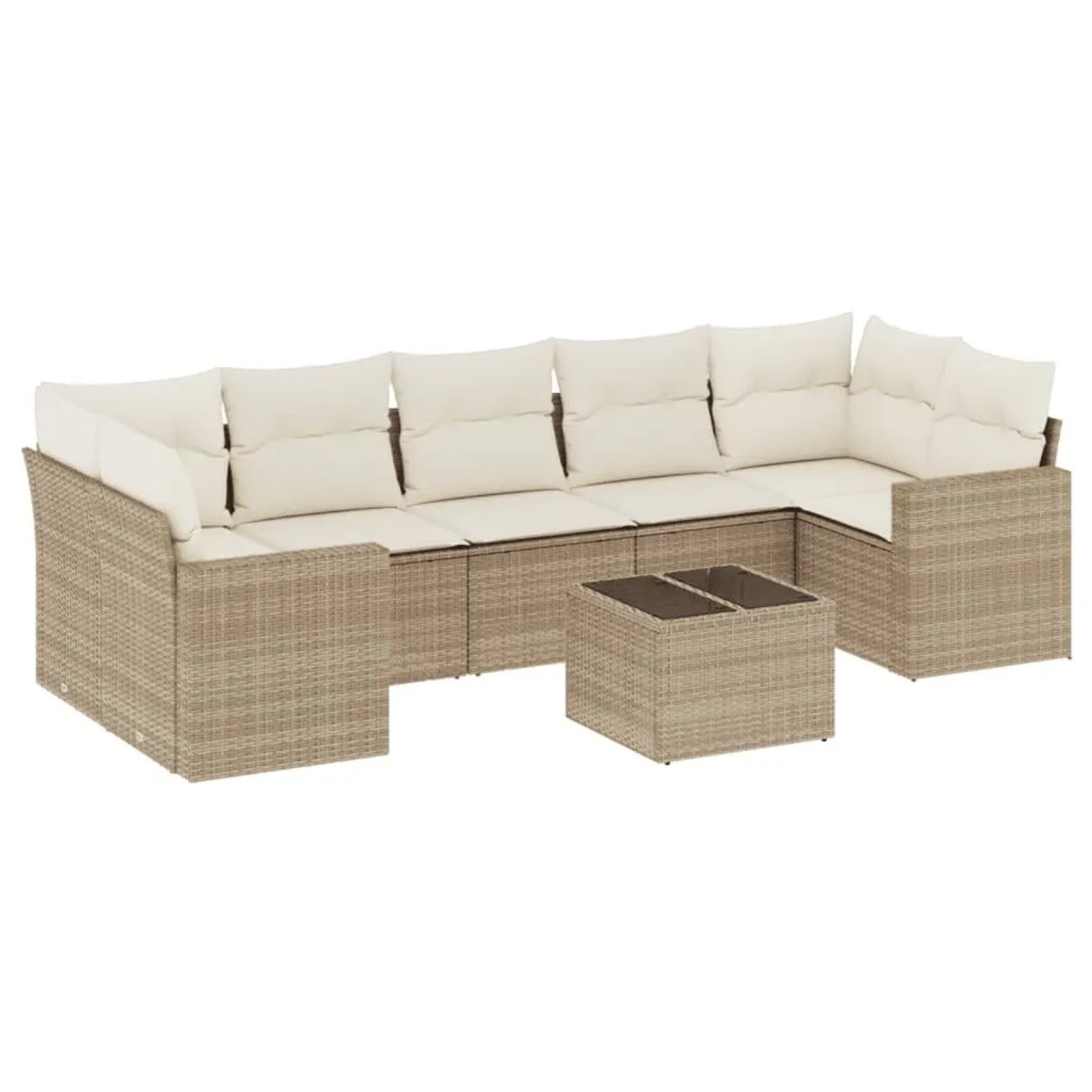 vidaXL 8-Tlg Garten-Sofagarnitur mit Kissen Beige Poly Rattan 3251075