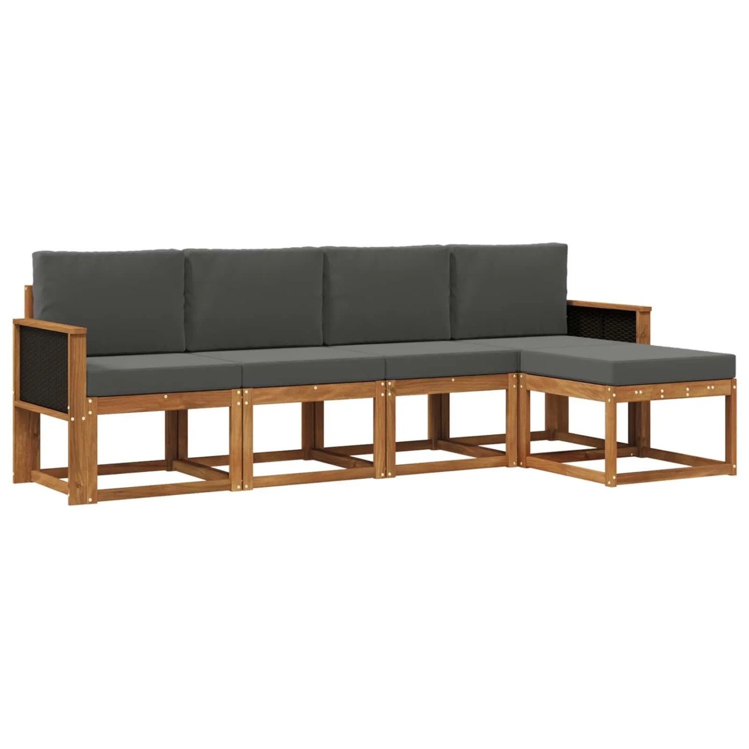 vidaXL Outdoor-Sofagarnitur 5 Stk Natur und Anthrazit Polyester 3385123