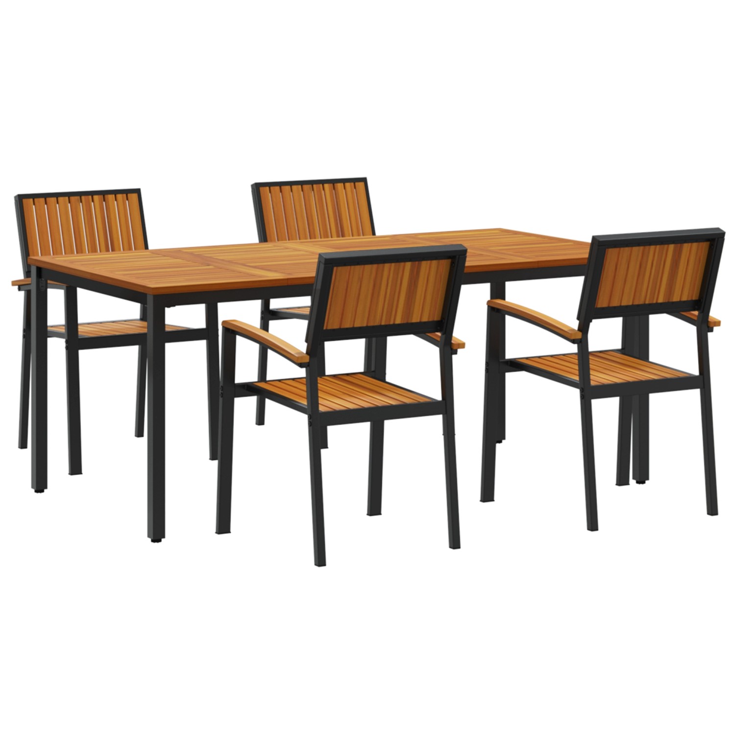 Thumbnail - vidaXL 5-Teiliges Garten-Esszimmer-Set aus Massivem Akazienholz und Metall 3284417