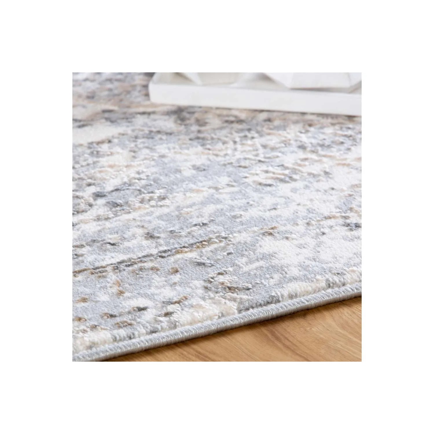 Moderner Kurzflor Teppich „MeGusta Clara“ in Taupe (200x290 cm) mit Used-Look und 3D-Effekt.